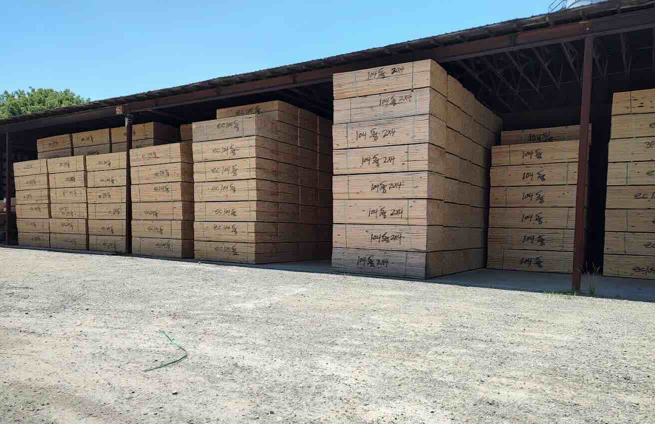 A photo of a lumber storage facility at Somers Lumber.