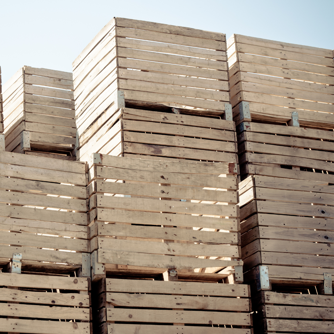 A photo of export crates from Somers Lumber, supporting safe, reliable, and durable international shipping.